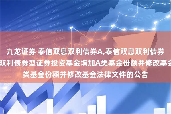 九龙证券 泰信双息双利债券A,泰信双息双利债券C: 关于泰信双息双利债券型证券投资基金增加A类基金份额并修改基金法律文件的公告