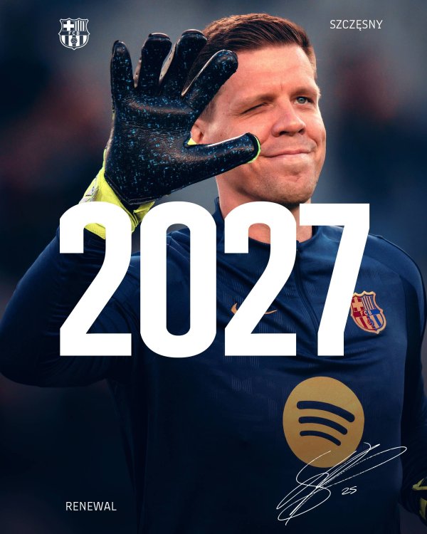 优配送 巴萨官宣与什琴斯尼续约至2027年, 今夏将出售特尔施特根